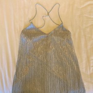 Express silver spaghetti strapped v-neck tank top